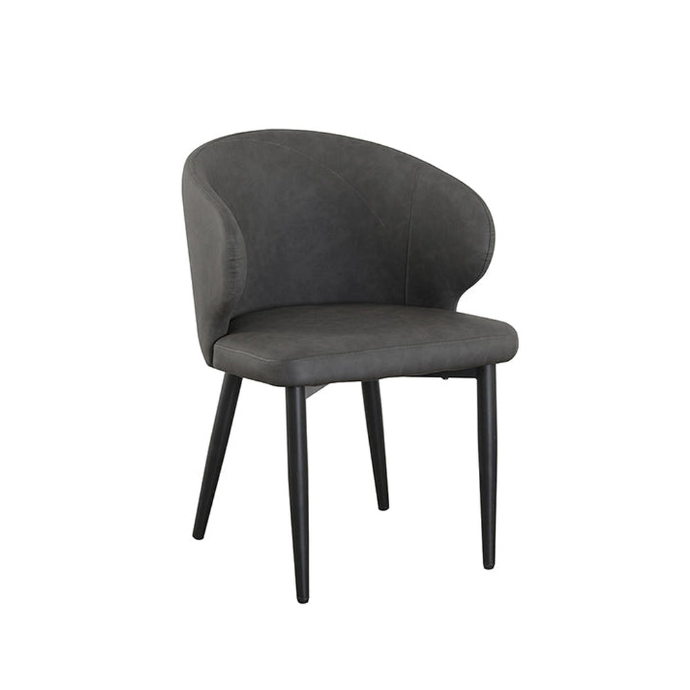 black metal frame chair with dark grey pu leather seat