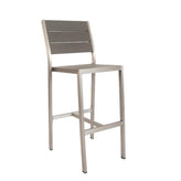 aluminum barstool with imitation teak slats in grey finish