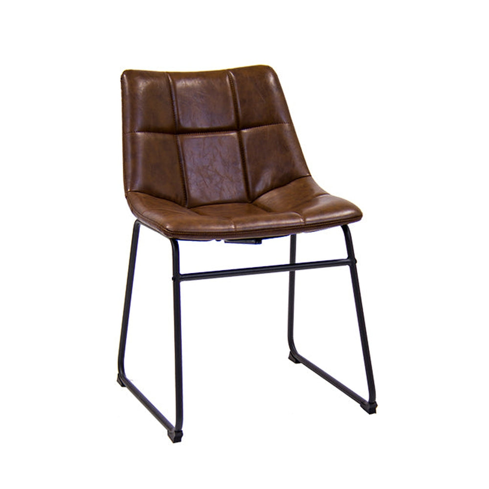 Black Steel Chair with Brown Vinyl Seat