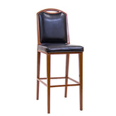 Indoor Wood Grain Metal Modern Bar Stool with Black Vinyl Seat and Back