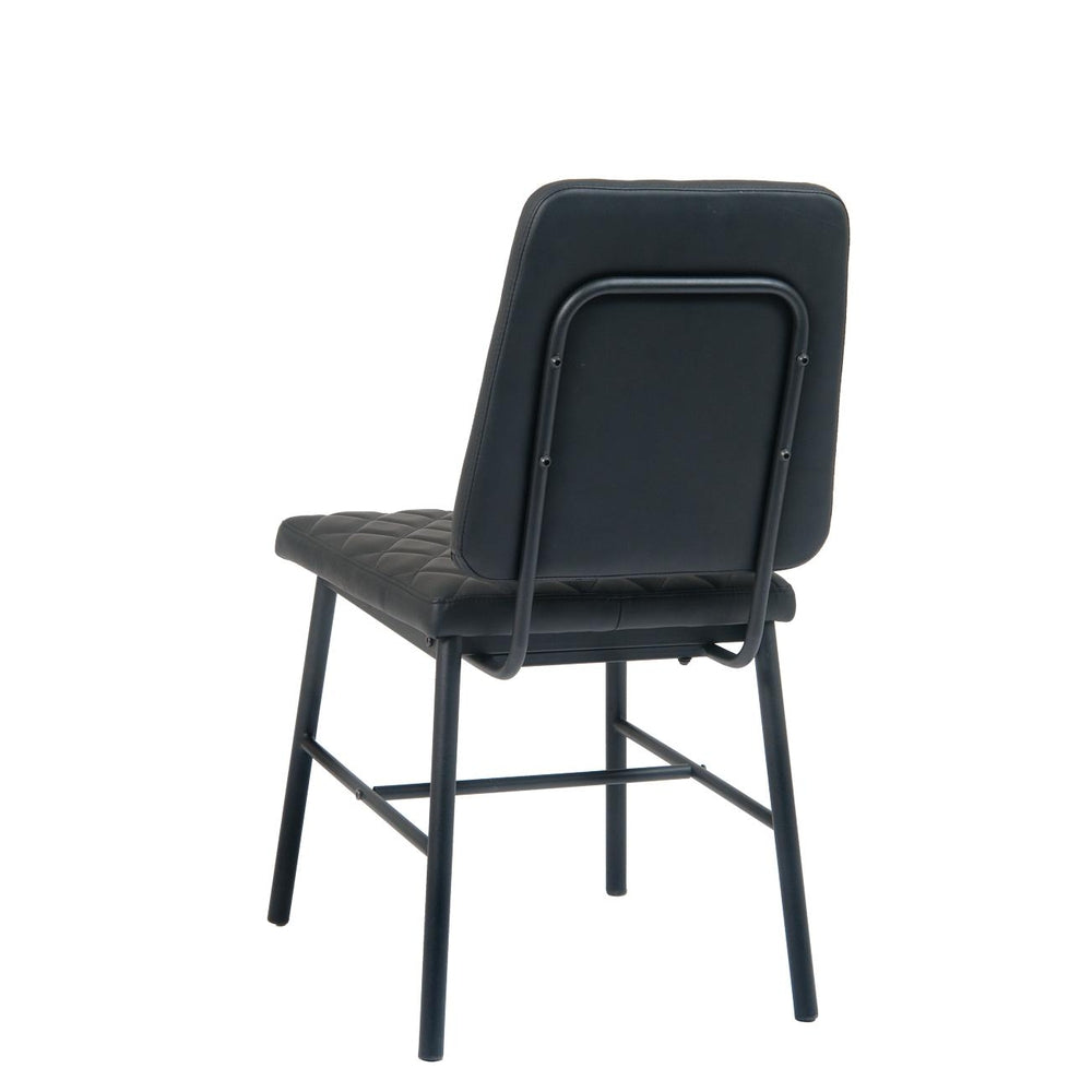 Black Steel Chair With Quilted Black Vinyl Back & Seat