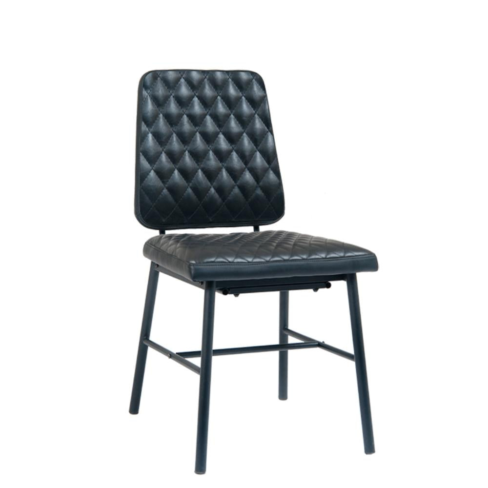 black steel chair with black vinyl back seat 3