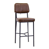 indoor black metal bar stool vinyl cushioned in brown finish