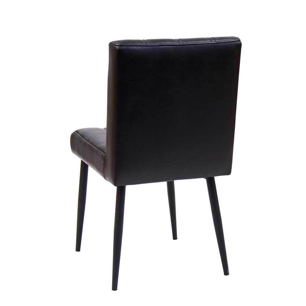 Indoor Metal Chair with Pleated Black Vinyl Back & Seat