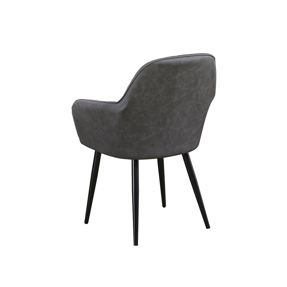 Black Steel Armchair with Grey Vinyl Seat