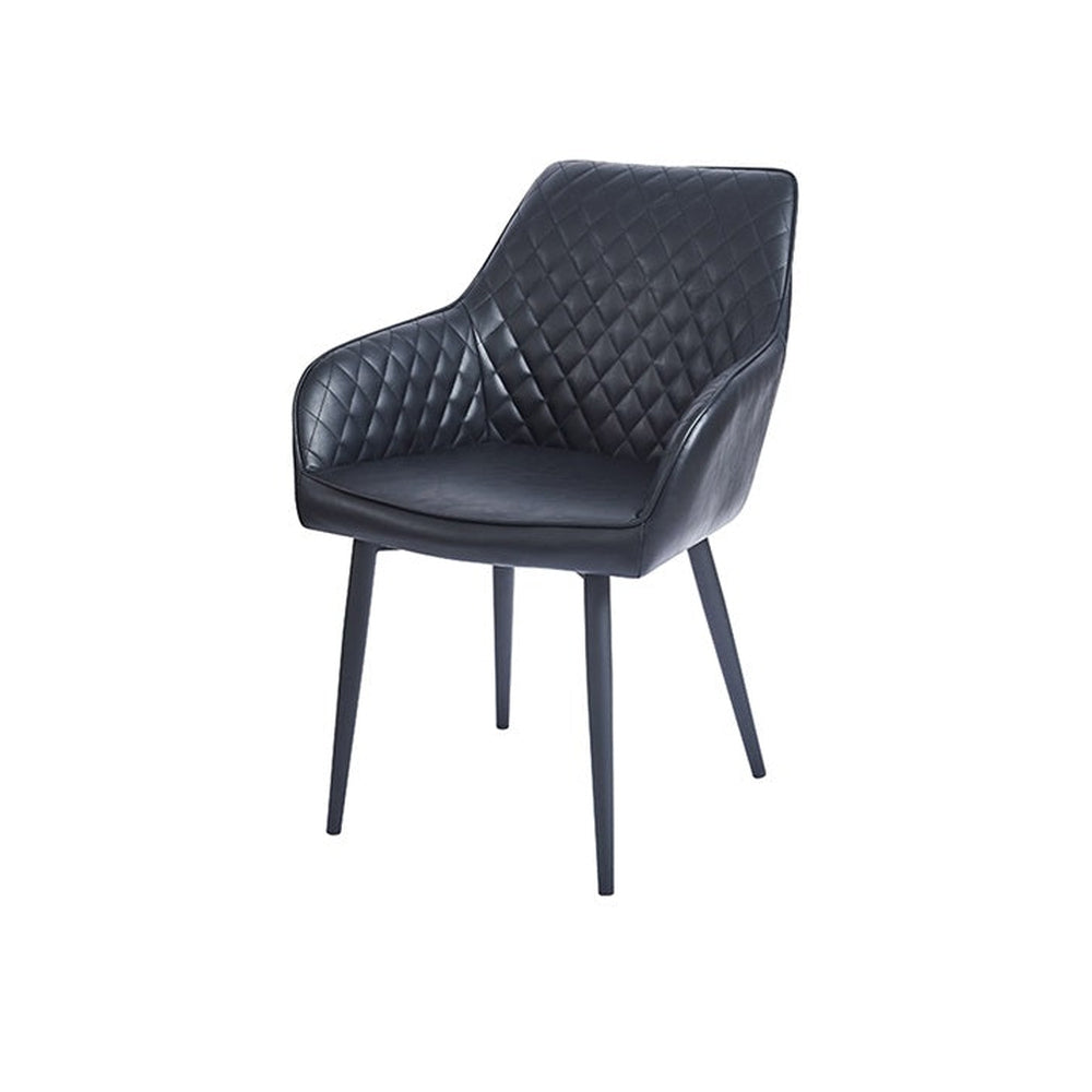 Black Steel Legs Armchair with Black Vinyl Seat