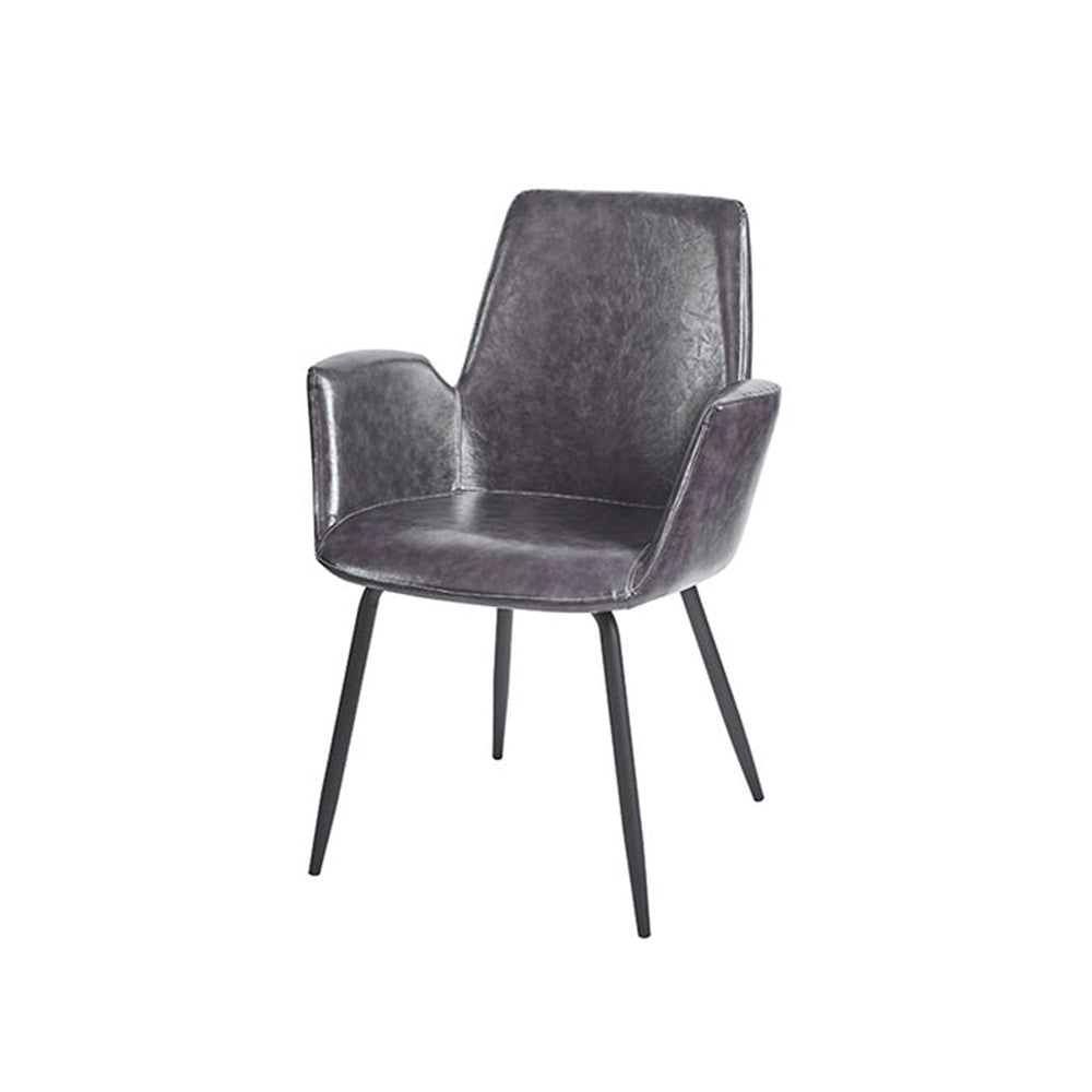 Black Steel Legs Grey Armchair with Vinyl Seat