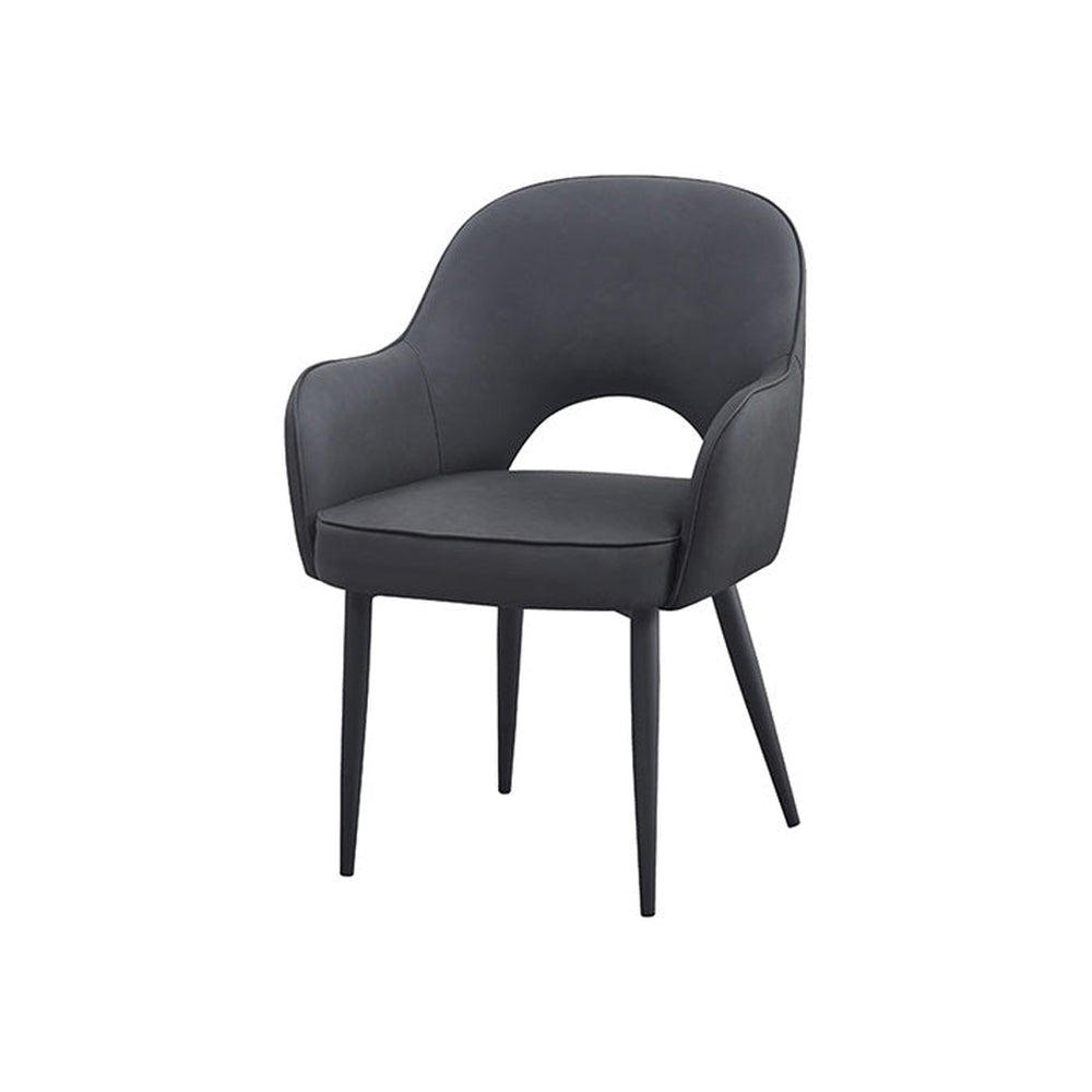 Steel Legs Chair with PU Leather in Dark Gray