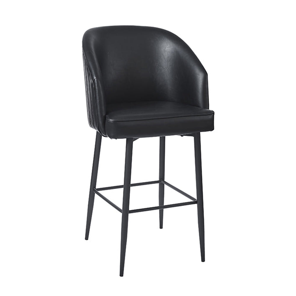 Black Barrel Barstool with Steel Legs