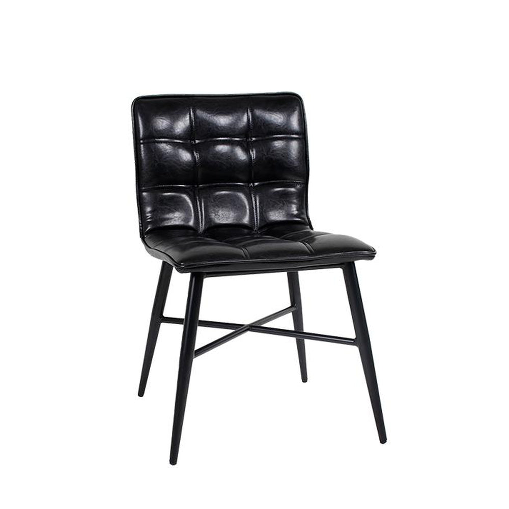 Indoor Metal Chair with Padded Black Vinyl Seat