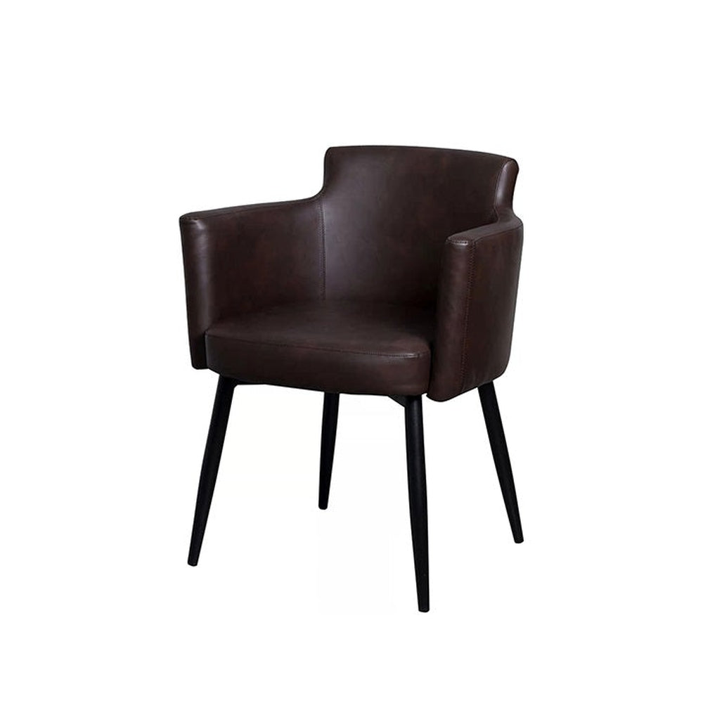 Black Steel Armchair with Dark Brown Vinyl Seat