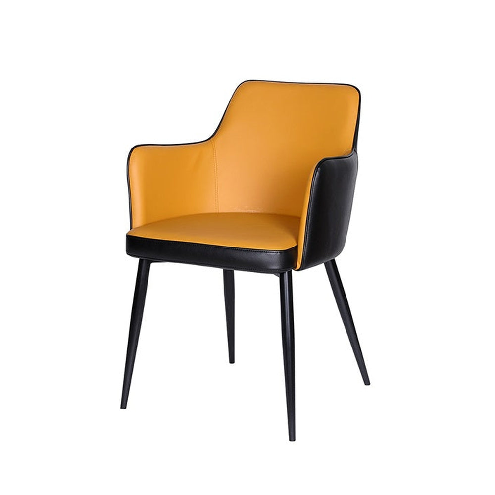 Black Steel Legs Armchair with Bright Orange Vinyl Seat