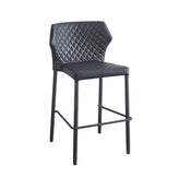 Diamond Pattern Stitched Steel Bar Stool with Black Vinyl