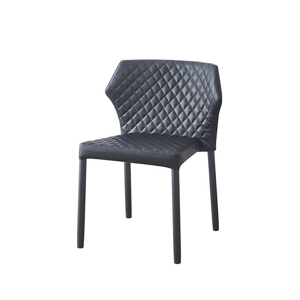 Diamond Pattern Stitched Steel Chair with Black Vinyl