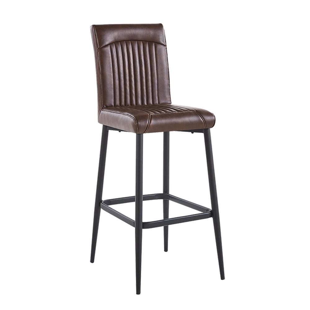 Indoor Dark Brown Vinyl Seat Metal Bar Stool