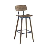 Wood Grain Steel Bar Stool in Light Walnut Finish with Veneer Seat and Back