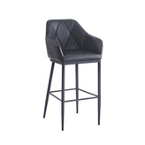 Large Diamond Pattern Stitched Metal Bar Stool with Black Vinyl Seat