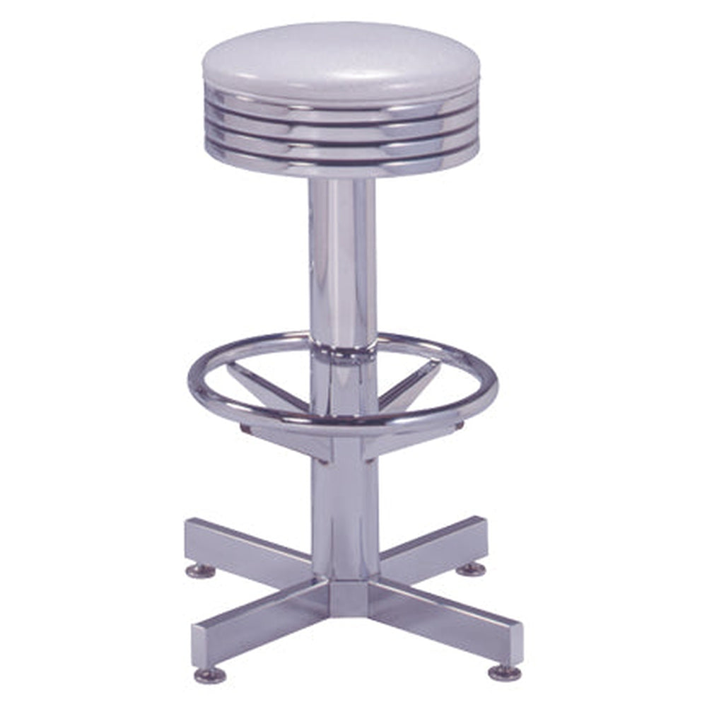 Retro Chrome Swivel X Base Bar Stool with Foot Ring