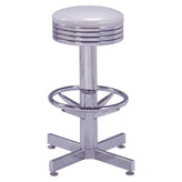 Retro Chrome Swivel X Base Bar Stool with Foot Ring