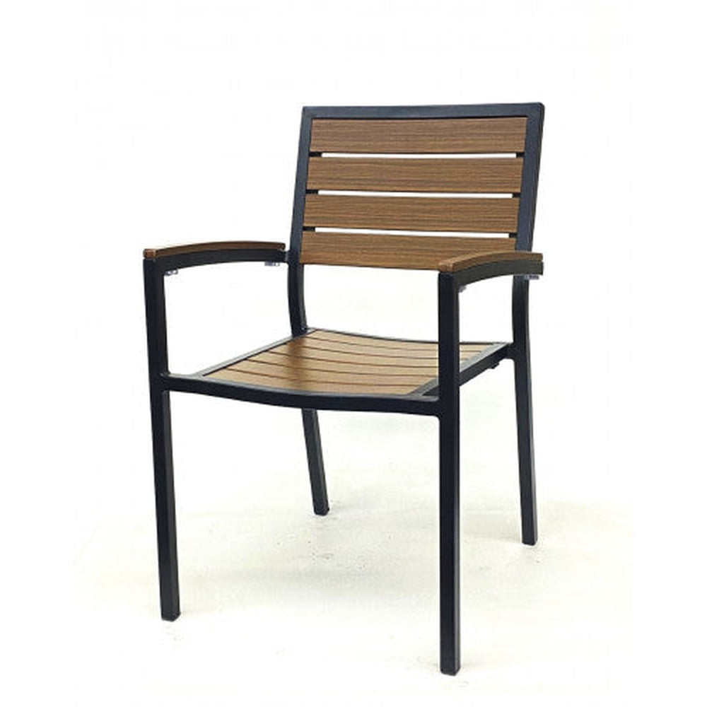 Outdoor Black Frame Synthetic Teak Armchair