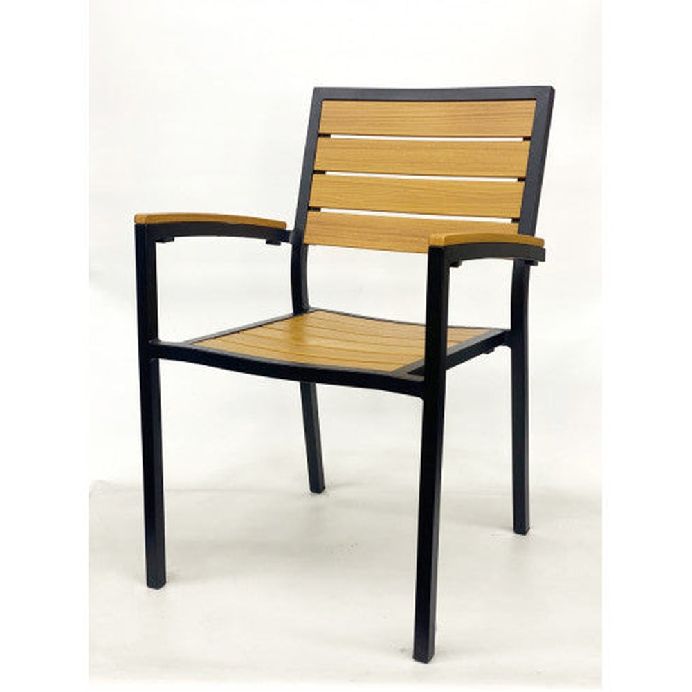 Outdoor Black Frame Synthetic Teak Armchair