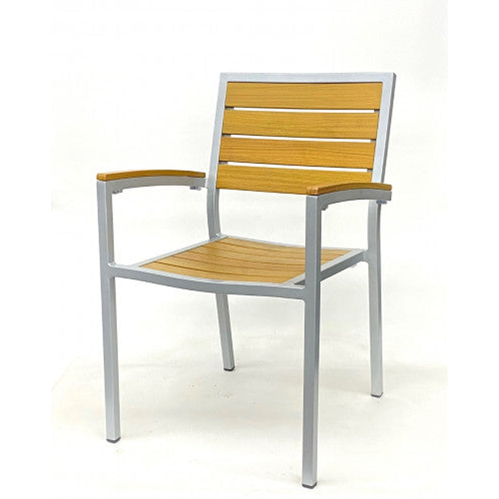 Outdoor Black Frame Synthetic Teak Armchair