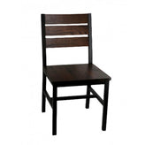 Distressed Slat Back Wood Chair with Black Metal Frame