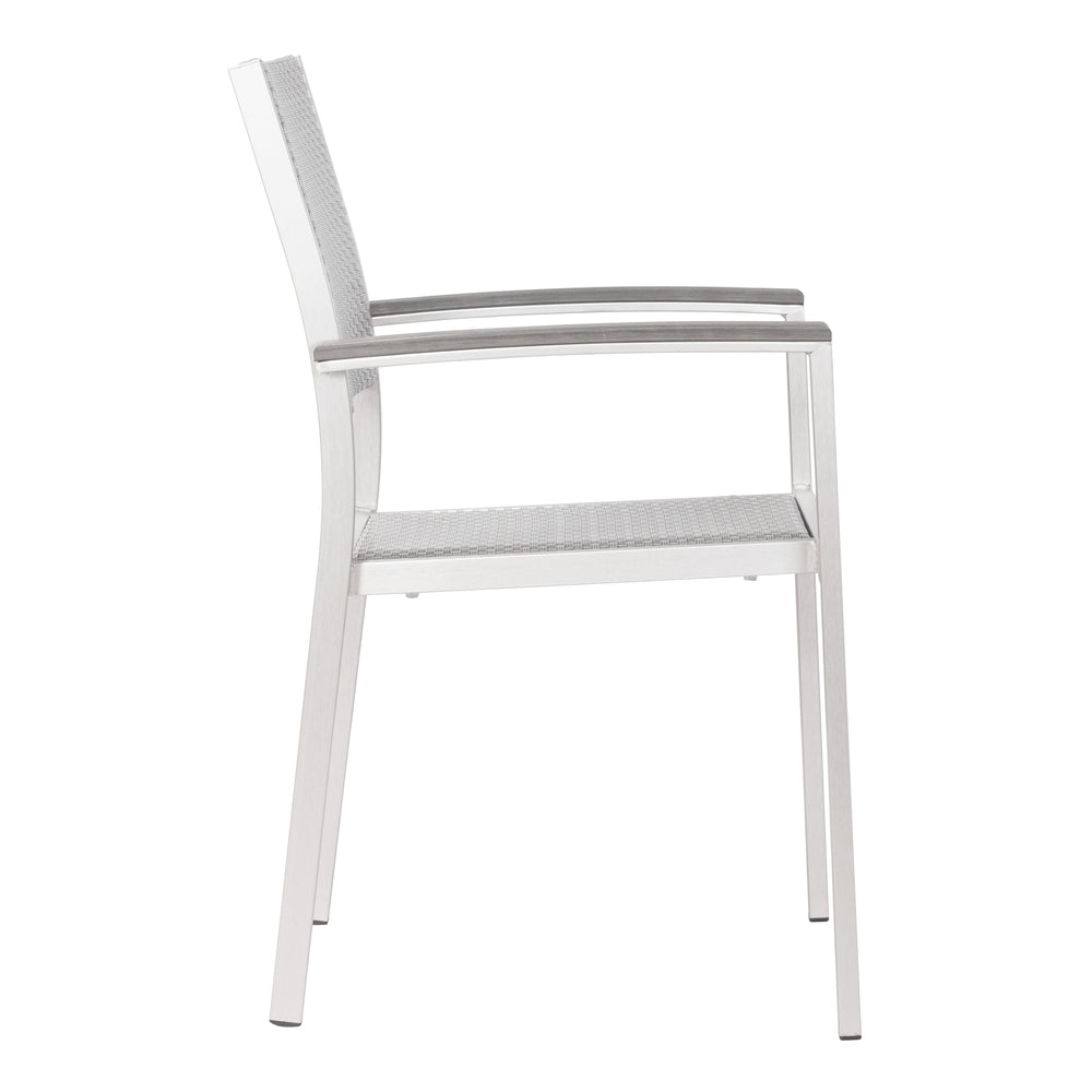 metropolitan dining arm chair brushed aluminum