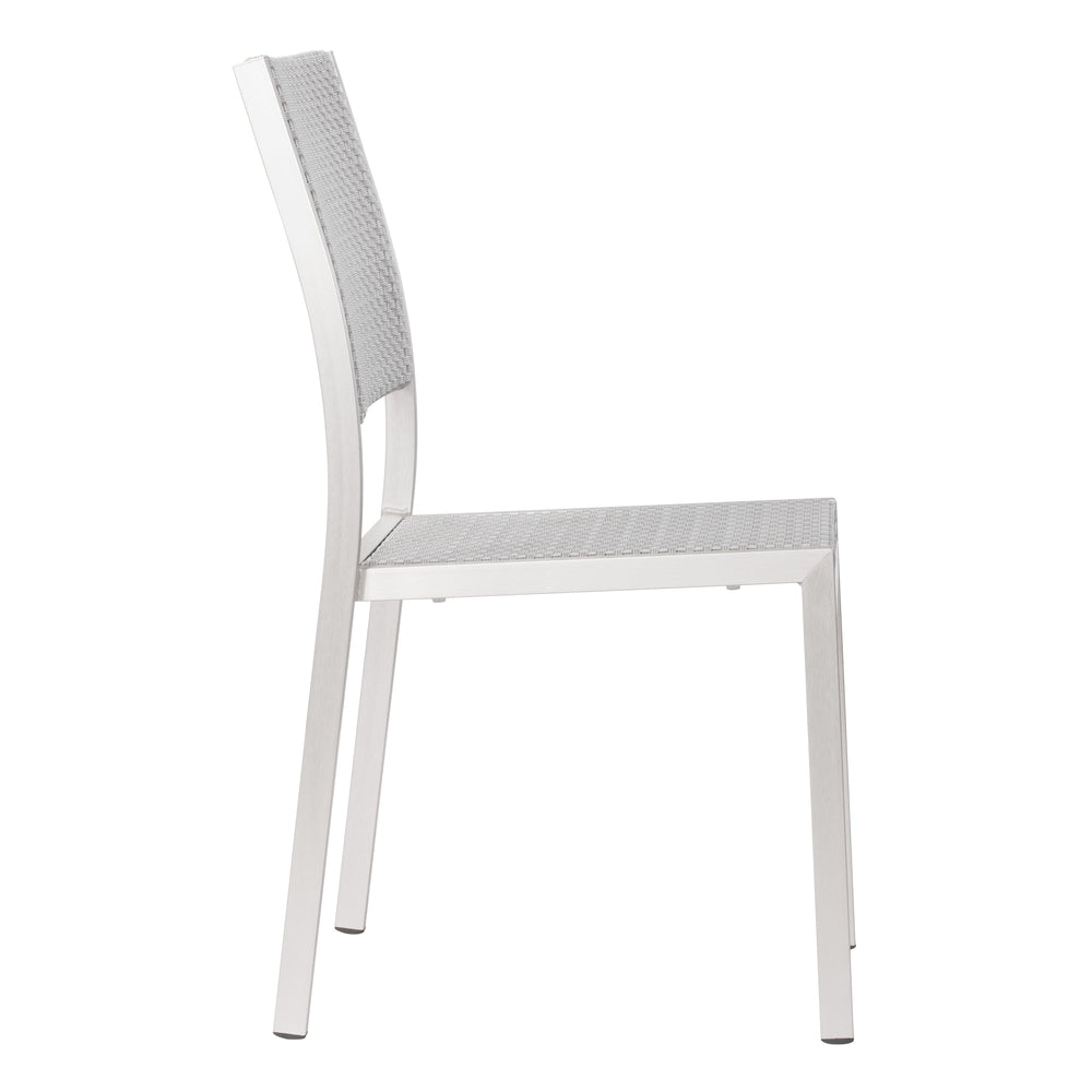 metropolitan dining armless chair brushed aluminum