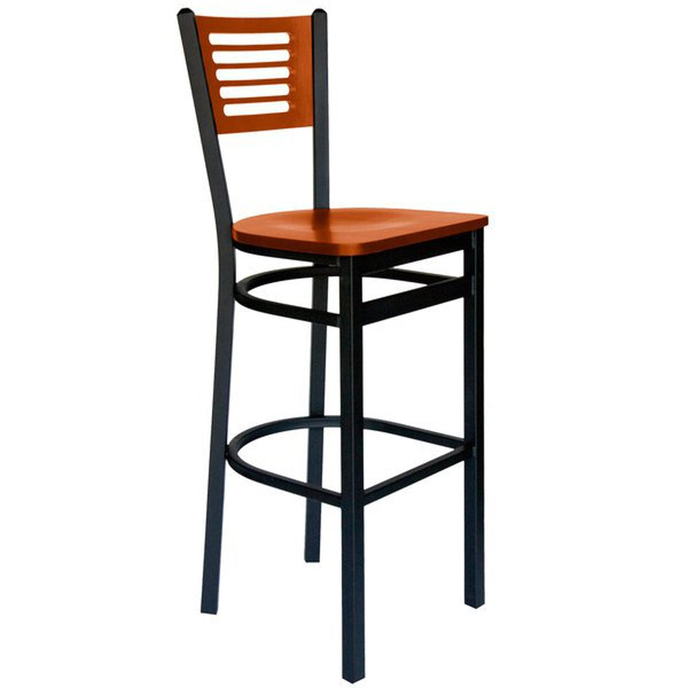 Espy Slotted Wood Back Bar Stool