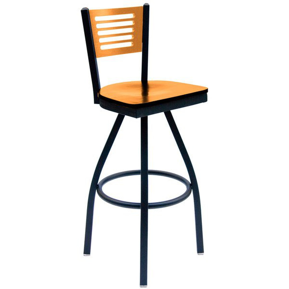 Espy Slotted Wood Back Swivel Bar Stool