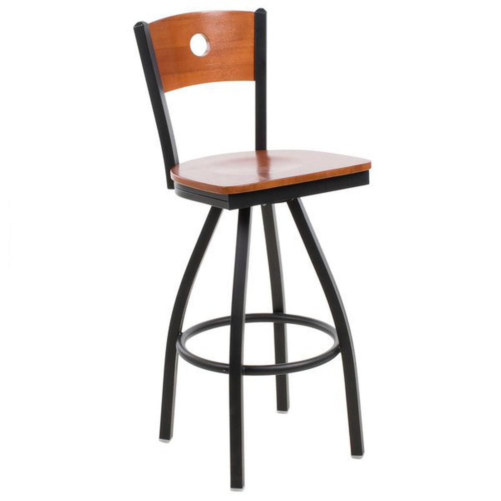 Darby Circle Wood Back Swivel Bar Stool