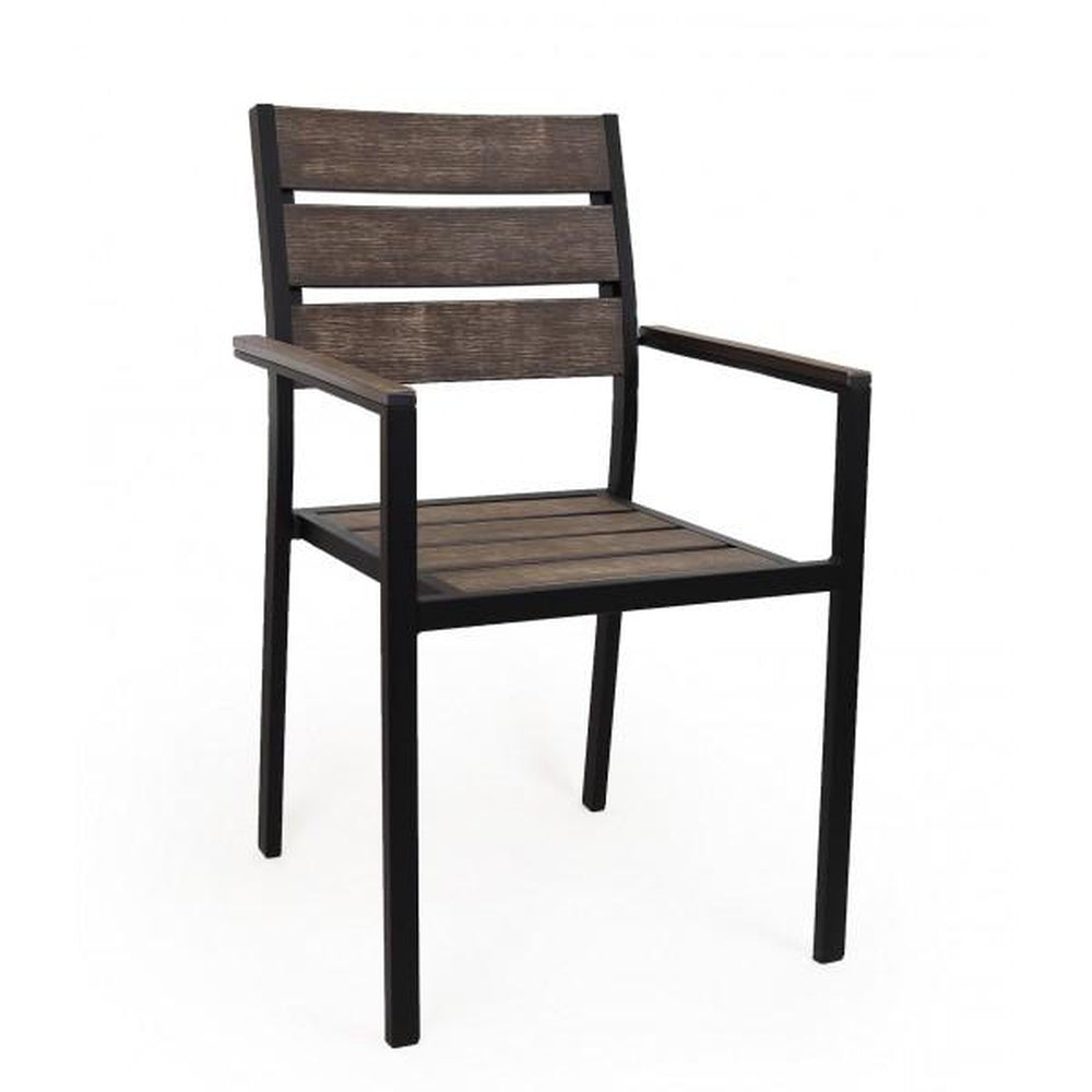 sol outdoor aluminum armchair with synthetic teak slats 99