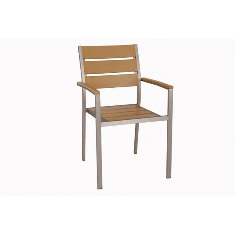 sol outdoor aluminum armchair with synthetic teak slats 99