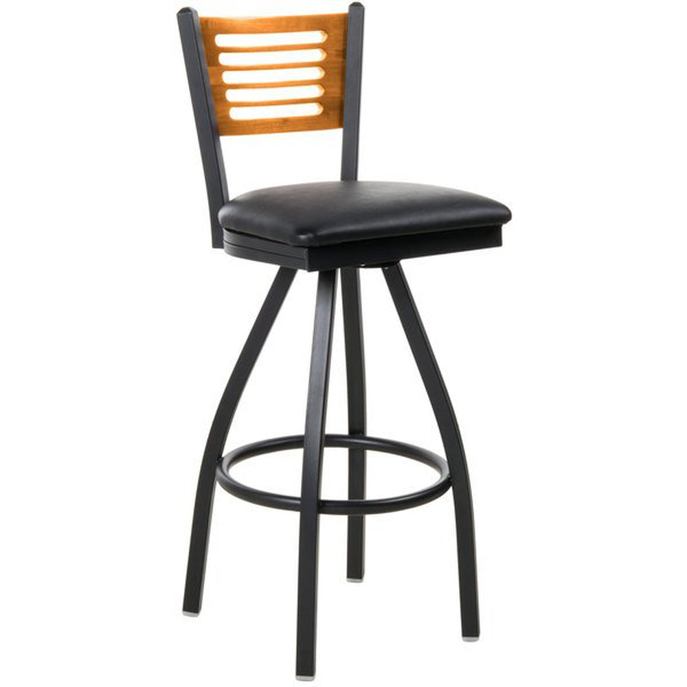 espy slotted wood back swivel bar stool