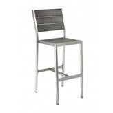 outdoor aluminum bar stool with synthetic teak slats 99