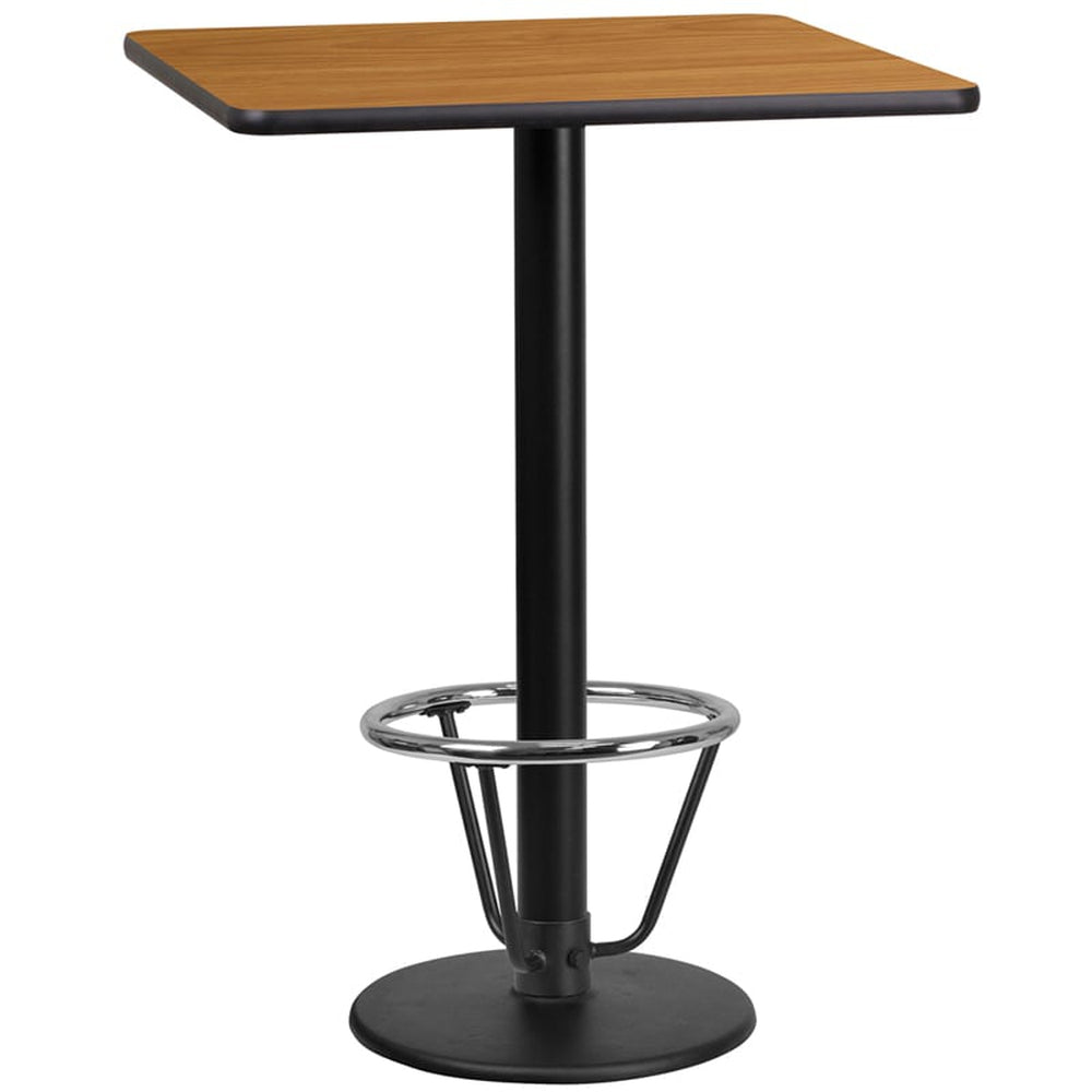 24 inch square laminate table top with 18 inch round bar height table base and ft ring