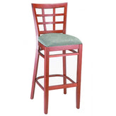 Checker Back Solid Wood Fully Upholstered Bar Stool