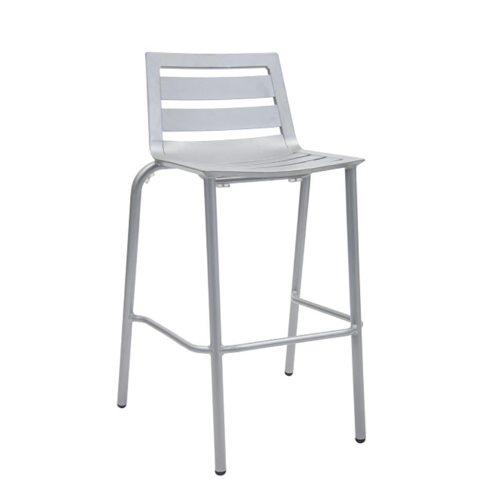 outdoor aluminum barstool with multi slat seat and back