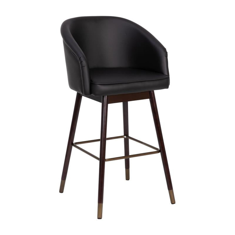 Margo 30" Commercial Grade Mid-Back Modern Barstool with Walnut Finish