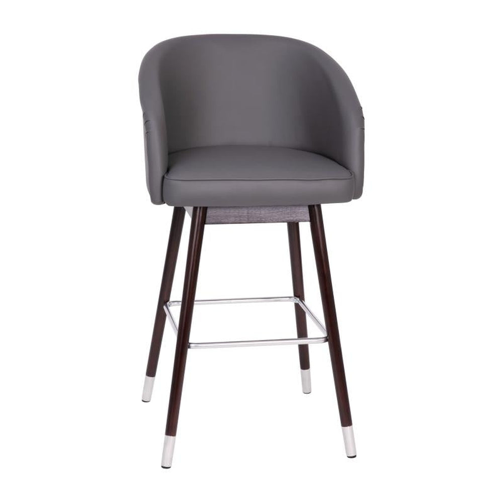 Margo 30" Commercial Grade Mid-Back Modern Barstool with Walnut Finish