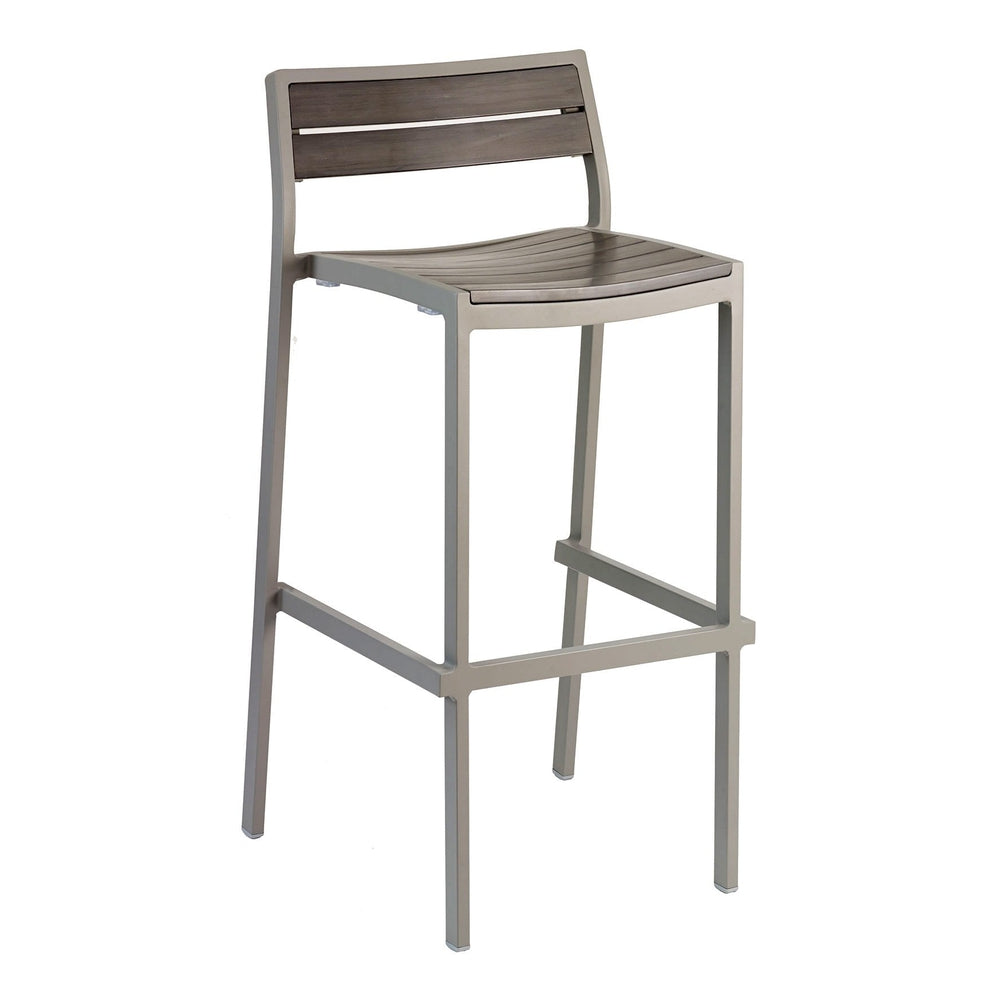 fs outdoor faux teak bar stool with powder coated aluminum frame 99