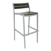 fs outdoor faux teak bar stool with powder coated aluminum frame 99