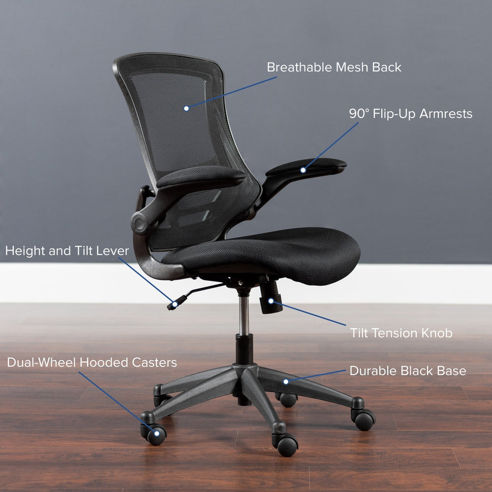 mid back black mesh swivel ergonomic task office chair