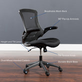 mid back black mesh swivel ergonomic task office chair