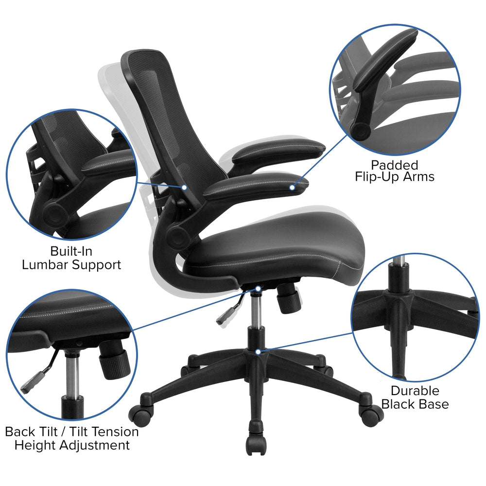 mid back office desk chair with wheels