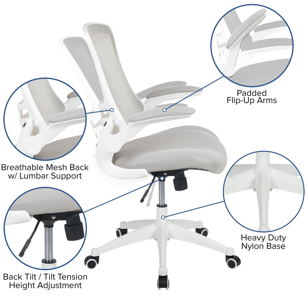 Mid-Back White Mesh Swivel Ergonomic Task Office Chair