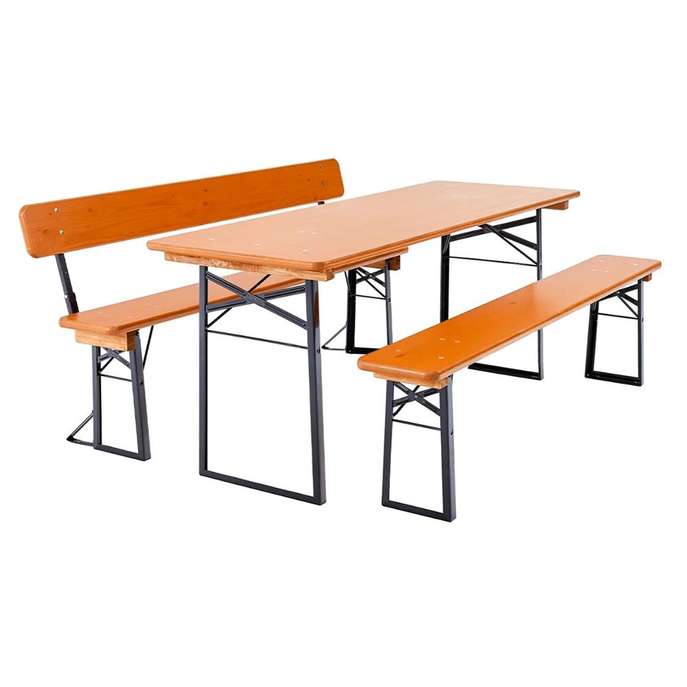 Classic Outdoor Beer Garden Table with Standard and Backrest Bench Set