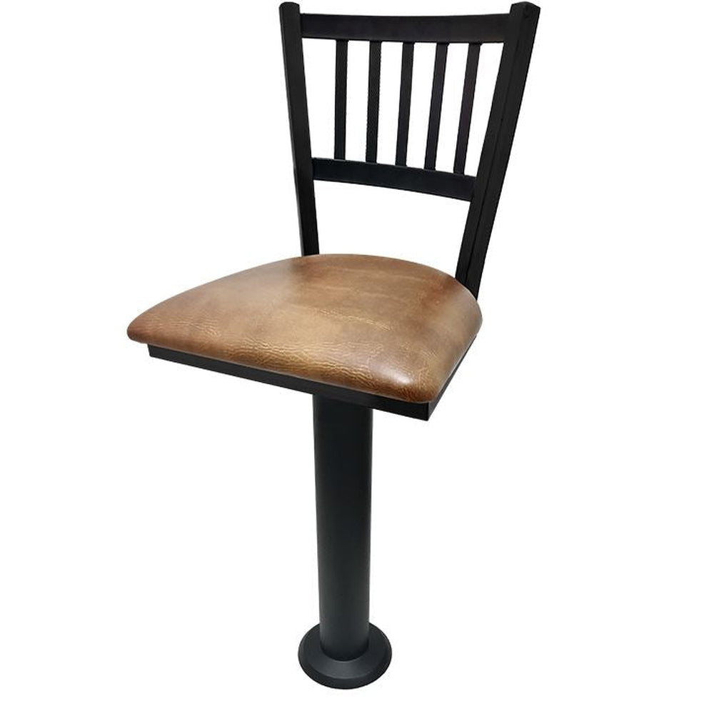 Vertical Back Restaurant Bolt Down Pedestal Barstool