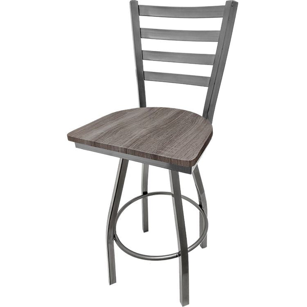 Ladderback Barstool with Clear Coat Swivel Frame